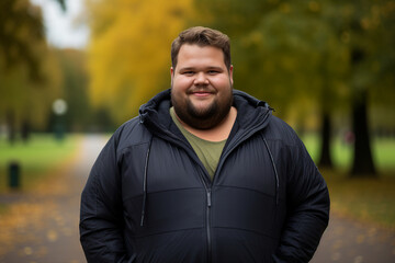 Picture of handsome happy man traveling in city generative ai technology