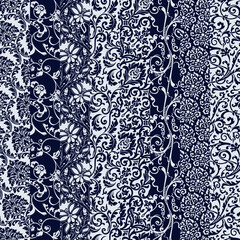 Arabesque Damask brocade striped patchwork wallpaper vintage vector seamless pattern wallpaper for fabric shirt pillow tablecloth wrapping