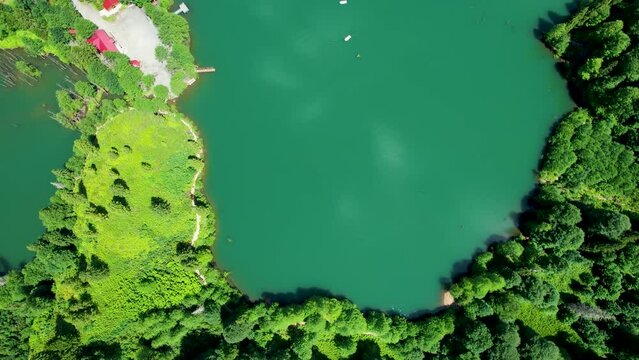 Artvin Borcka Karag&ouml;l wonderful body of water among green vegetation viewing from air