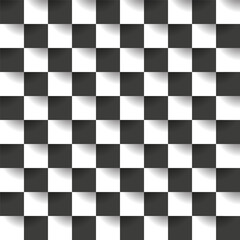 Abstract mosaic background with black and white squares seamless pattern. Vector illustration