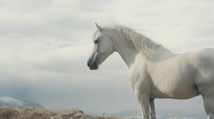 white horse running Ai Generative