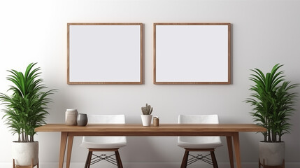 Two empty picture frames in the house minimal style
