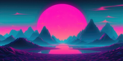 80s style background, blue and pink neon colors