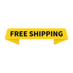 Free Shipping In Yellow Ribbon Rectangle Shape For Advertising Business Marketing
