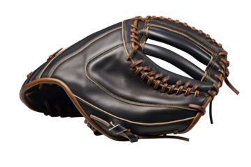 Baseball glove isolated on white background. Close-up of a leather baseball glove