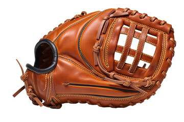 Baseball glove isolated on white background. Close-up of a leather baseball glove