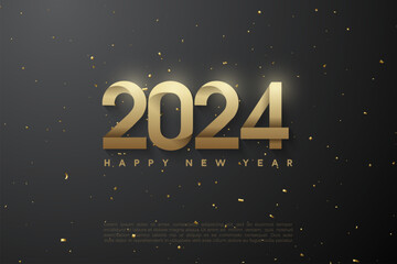 2024 new year celebration with illustration of numbers from folded paper. design premium vector.