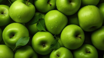 close up green apples background