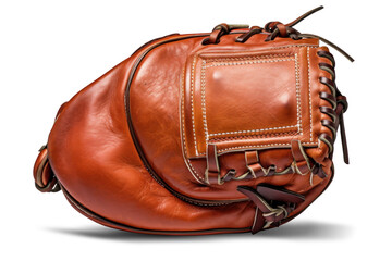 Baseball glove isolated on white background. Close-up of a leather baseball glove