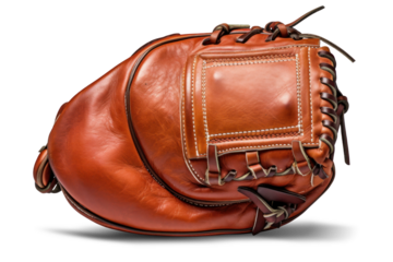 Baseball glove isolated on white background. Close-up of a leather baseball glove