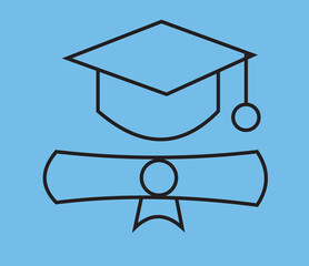 graduation cap and diploma