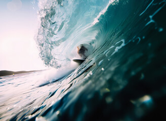 Brave surfer taking a wave - Digital illustration