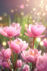 Obraz premium Beautiful purple crocuses in spring time blooming.