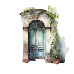Watercolor vintage door