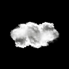 White cloud isolated over black background 3D illustration
