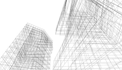 Abstract architecture vector 3d illustration