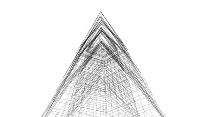 Abstract architecture building vector 3d illustration