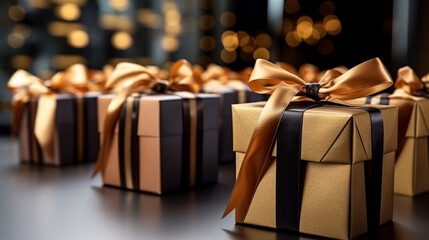 gift boxes on a table HD 8K wallpaper Stock Photographic Image 
