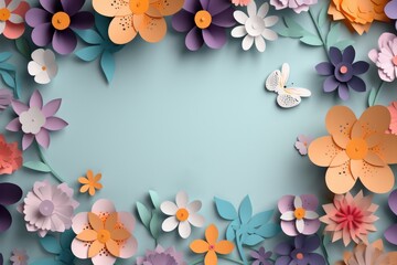 Beautiful Spring Flowers Paper Background with Space for Copy