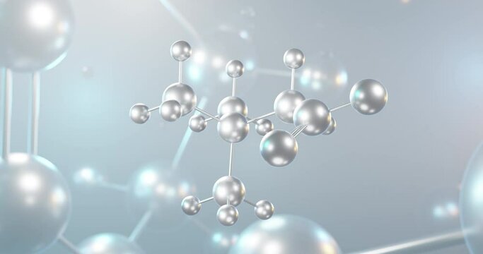 Trimethylglycine rotating 3d molecule, molecular structure of betaine, seamless video