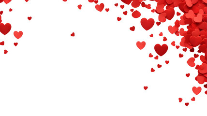 Celebrations on Valentines Day: Red hearts confetti background as elements for valentine, Isolated on Transparent Background, PNG
