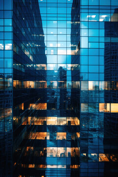 Fototapeta Office building made of glass and iron. Modern business