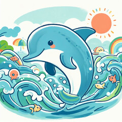 Naklejka premium dolphin jumping out of water