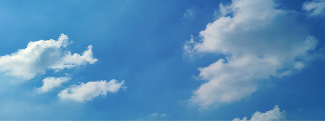 Naklejka na ściany i meble White clouds in blue sky. Soft blue sky. Background with clouds on blue sky. Sky landscape background. Blue Sky vector.