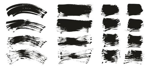 Hand Drawn Flat Fan Brush Regular Curved & Long & Short Background High Detail Abstract Vector Background Set 