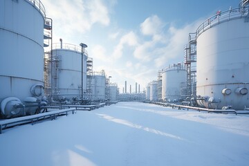 Obraz premium oil storage tanks winter
