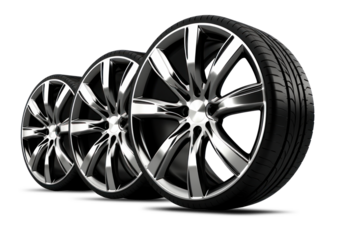 Car drive isolated on a white background. Alloy wheel design for car wheel. Close-up