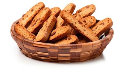 Fototapeta na wymiar Delicious Italian Almond Biscotti - Isolated Sweet Homemade Cookies as Traditional Italian Food