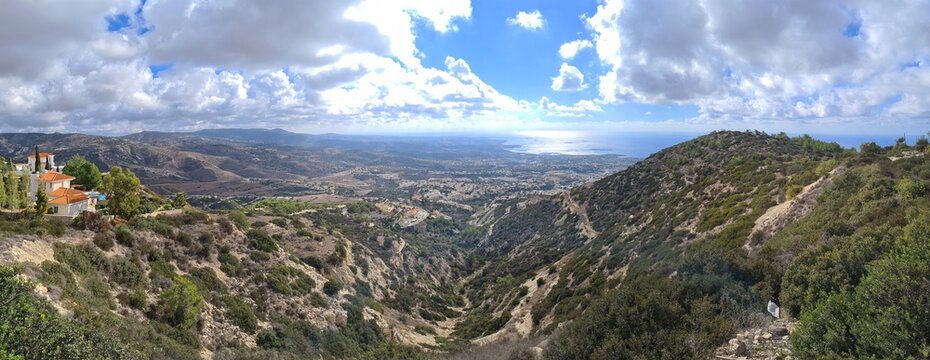 Panorama of the mountains at the southern cypriot coast near Paphos, Cyprus