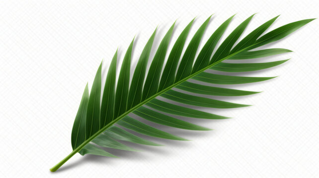 Green leaf of coconut palm tree on transparent background png file generative ai