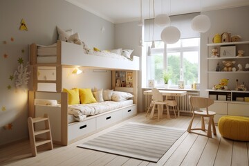 Child bedroom spacious Scandinavian, generated with AI