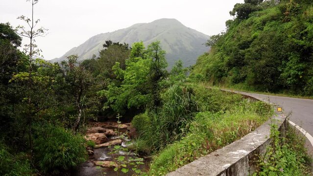 Rainforest Waterfall on the road at charmadi ghat karnataka india