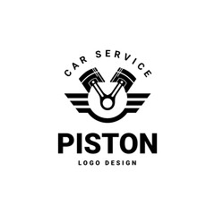 Pistons and Wings logo on white background. Vector illustration for logo, emblem. Service and repair. Advertising garage, workshop.