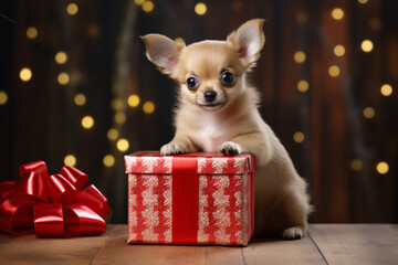 Dog and Christmas gift