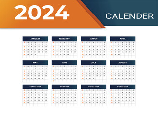 vector 2024 wall calendar template schedule events vector