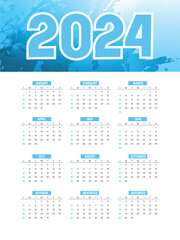 Vector Modern 2024 calendar template editable vector