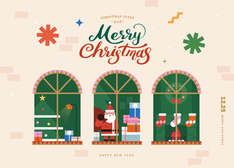 Christmas illustration. Web-Baner. POP-UP
