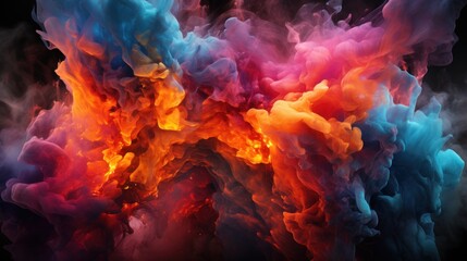 Fototapeta na wymiar A close up of a colorful cloud of smoke