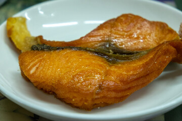 Deep Fried Mackerel on a Plate