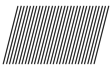 Rows of slanted black slash lines on transparent background. Rectangular diagonal, oblique lines, strips abstract, geometric pattern background. Digital png illustration. footer modern design