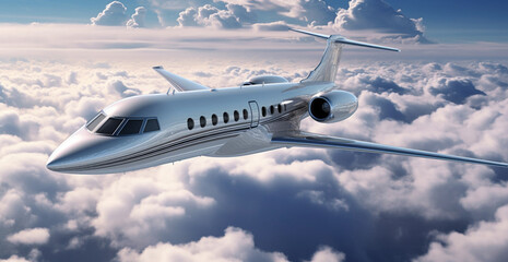 Naklejka premium Luxury Jet Soaring Through the Clouds