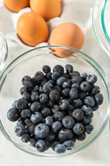 Lemon blueberry bundt cake with powdered sugar dusting