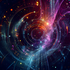 Obraz premium Abstract Futuristic Dark Background with Neon Colorful Glow and Blured Bokeh