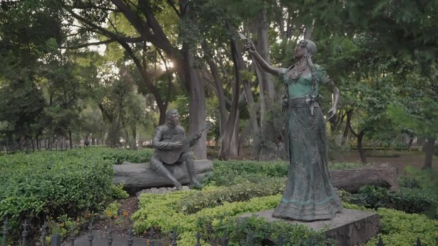 Monument and Statue at Alameda Hidalgo City Park Santiago de Quer&eacute;taro, Mexico