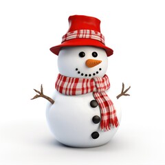 Snowman isolated on white background.