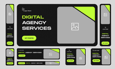 Obraz premium Creative agency web set banner design, digital marketing web bundle banner design for social media post, fully customizable vector eps 10 file format